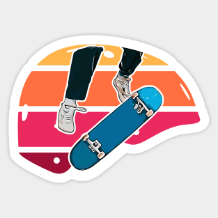 Colorful Retro Skateboard Helmet with Kickflip Sticker